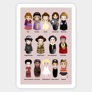 Cute kokeshis Women in the history Sticker